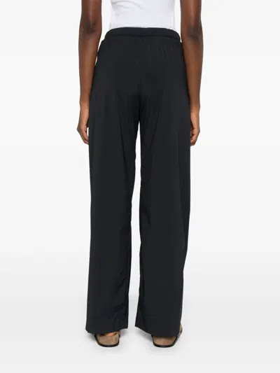 Herno Black Satin Effect Wide-leg Pants In Blue