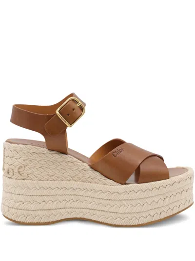 Chloé Open Toe Platform Sole Strappy Espadrilles