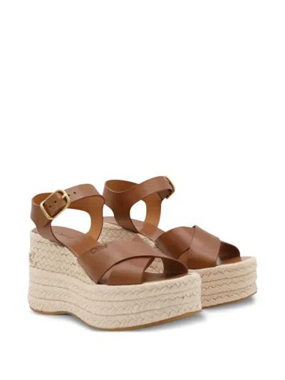 Chloé Open Toe Platform Sole Strappy Espadrilles