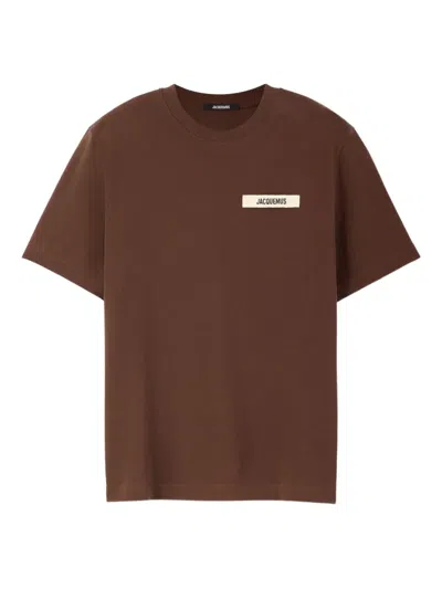 Jacquemus Le T-shirt Gros Grain Brown T-shirt With Logo Patch On The Front In Cotton Man