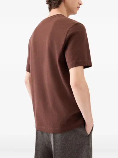 Jacquemus Le T-shirt Gros Grain Brown T-shirt With Logo Patch On The Front In Cotton Man