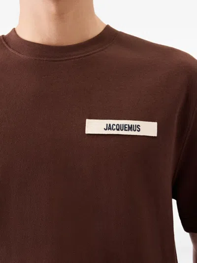 Jacquemus Le T-shirt Gros Grain Brown T-shirt With Logo Patch On The Front In Cotton Man