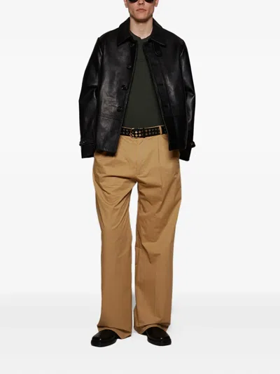 Bode Button-up Leather Jacket In Black