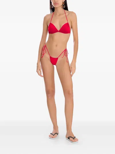 Amir Slama Triangle Tie-fastening Bikini Set In Red