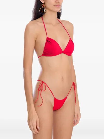 Amir Slama Triangle Tie-fastening Bikini Set In Red