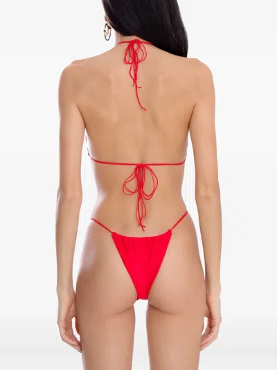 Amir Slama Triangle Tie-fastening Bikini Set In Red