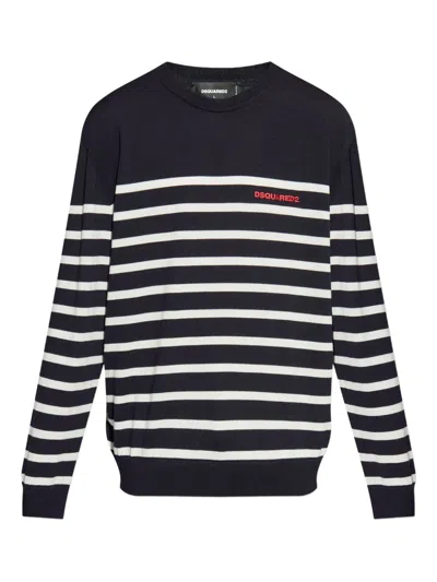 Dsquared2 Logo-detail Striped Sweater In Multi