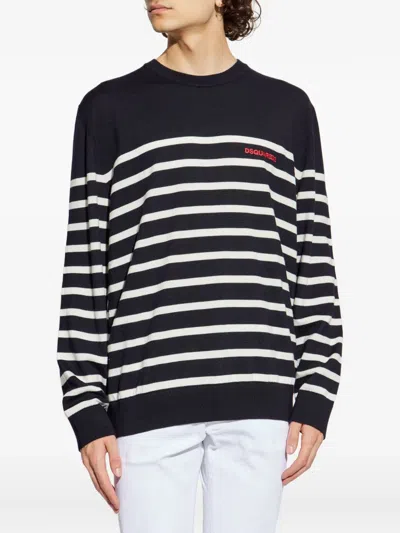 Dsquared2 Logo-detail Striped Sweater In Multi