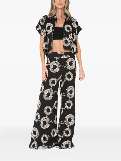 Jbq Circle-embroidered Trousers In Black