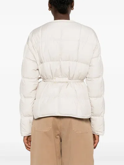 Moncler Caramagne Belted Tech Down Jacket In Neutral