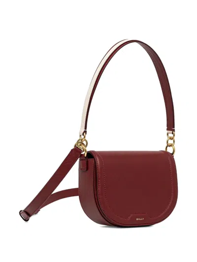 Bally Code Flap Leather Cross Body Bag In Burgundy