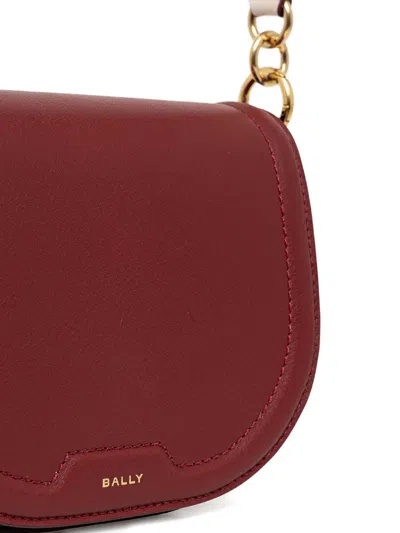 Bally Code Flap Leather Cross Body Bag In Burgundy