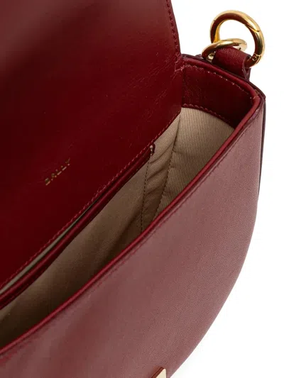 Bally Code Flap Leather Cross Body Bag In Burgundy