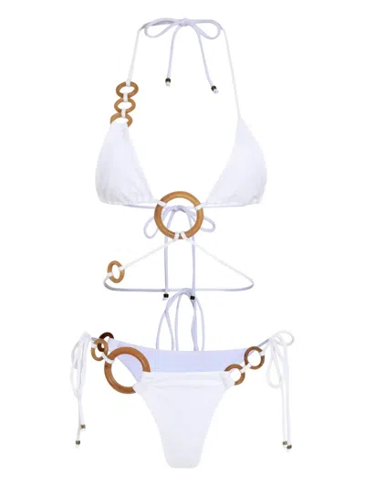 Amir Slama Ring-embellished Triangle Bikini Set In White
