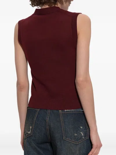 Dsquared2 V-neck Sleeveless Wool Top In Red