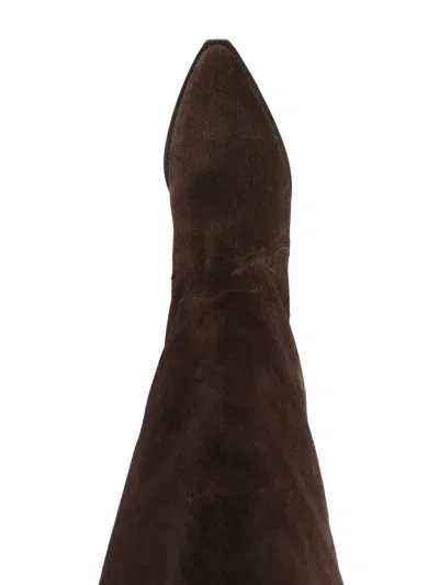 Isabel Marant Denver Leather Knee High Western Boots In Brown