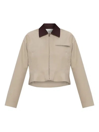 Jw Anderson Beige Curved Hem Workwear Jacket In Neutral