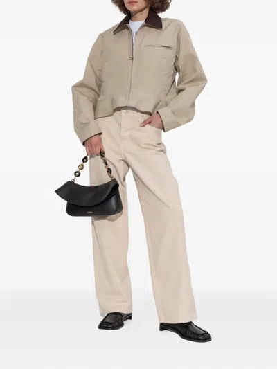 Jw Anderson Beige Curved Hem Workwear Jacket In Neutral