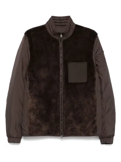 Moncler Logo-patch Jacket In Brown