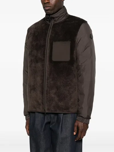 Moncler Logo-patch Jacket In Brown