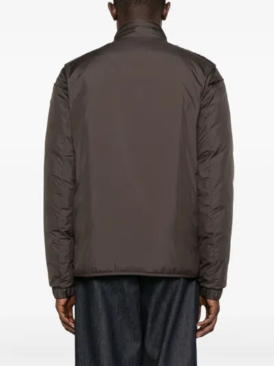 Moncler Logo-patch Jacket In Brown