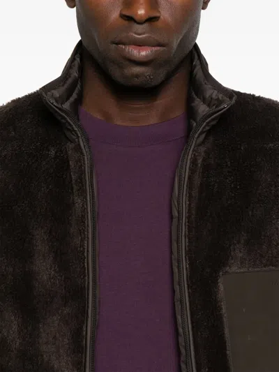 Moncler Logo-patch Jacket In Brown