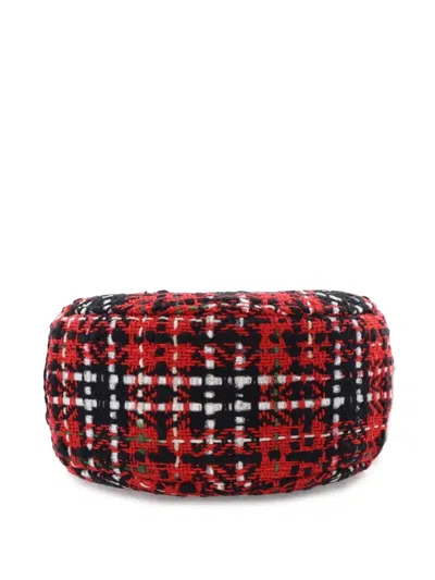 Pre-owned Chanel 2020 Tweed 19 Round Clutch With Chain Satchel In Red