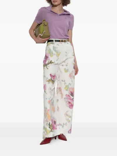 Loewe Anagram Cashmere And Silk Polo T-shirt In Pink