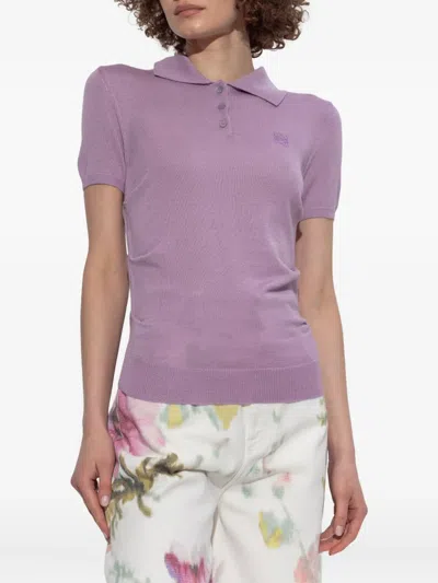 Loewe Anagram Cashmere And Silk Polo T-shirt In Pink