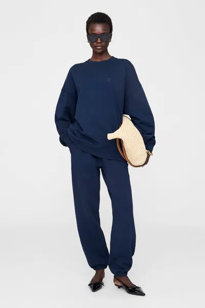 Anine Bing Karter Jogger Framed Monogram - Washed Navy M In Blue