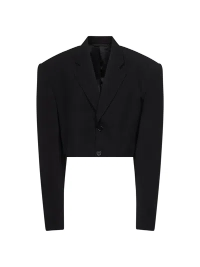 Balenciaga Cut-off Single-breasted Cropped Blazer In Black