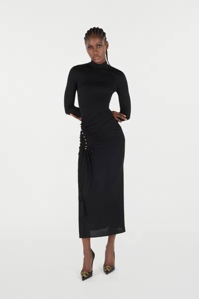 Roberto Cavalli Langes Kleid Mit Gerafftem Detail In Black