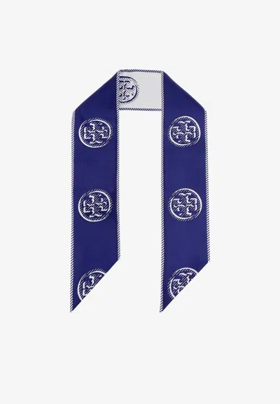 Tory Burch Medallion Logo Ribbon Silk Tie