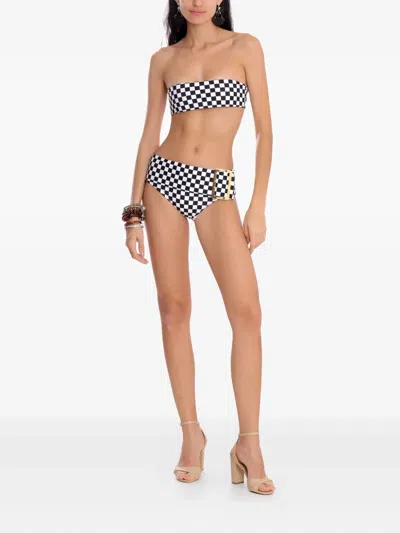 Amir Slama Check-print Belted Bikini Set In White