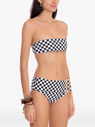 Amir Slama Check-print Belted Bikini Set In White