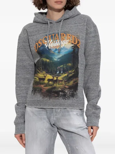 风景印花连帽衫