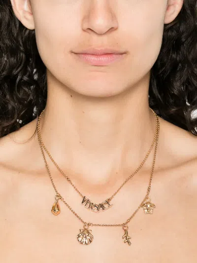 Versace Seashell-charm Necklace In Gold