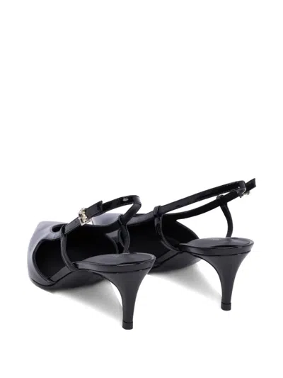 Sergio Levantesi Pointed Toe Slingback Heeled Shoes In Leather In Black