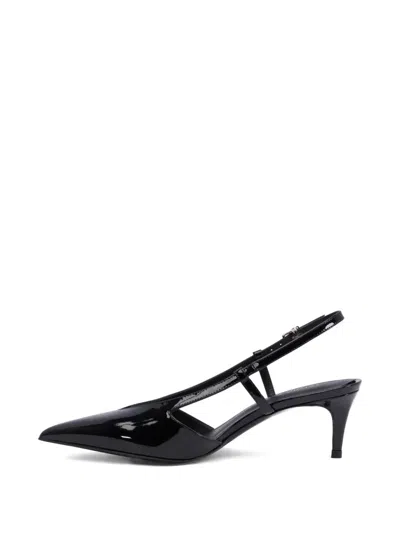 Sergio Levantesi Pointed Toe Slingback Heeled Shoes In Leather In Black