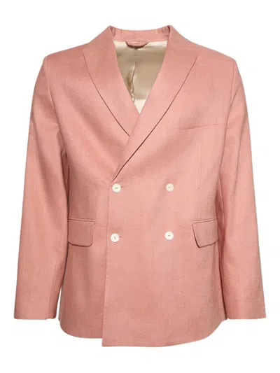 双排扣亚麻夹克