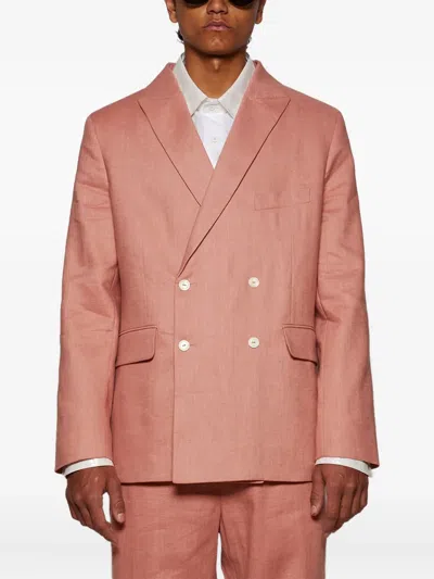 双排扣亚麻夹克