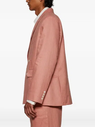 双排扣亚麻夹克