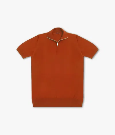 Larusmiani Paul T-shirt With Zip Sweater In Orange