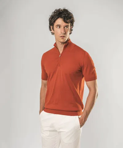 Larusmiani Paul T-shirt With Zip Sweater In Orange