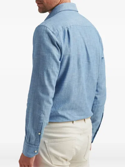 Peter Millar Chambray Button-up Shirt In Blue