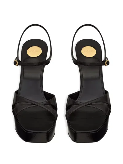 Saint Laurent Debbie Platform Sandals In Smooth Leather In Black