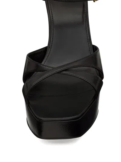 Saint Laurent Debbie Platform Sandals In Smooth Leather In Black