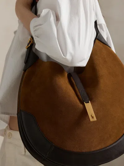 Polo Ralph Lauren Polo Id Suede Large Shoulder Bag