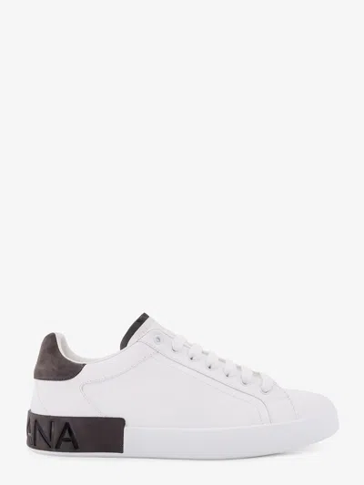 Dolce & Gabbana Portifano Panelled Leather Sneakers In White