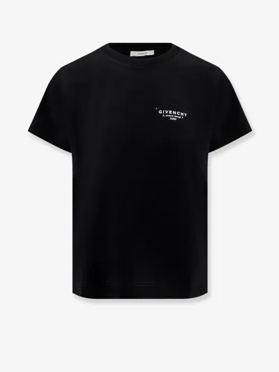 Givenchy Black Crewneck T-shirt With Logo Lettering On Front And Rear In Cotton Woman In Black